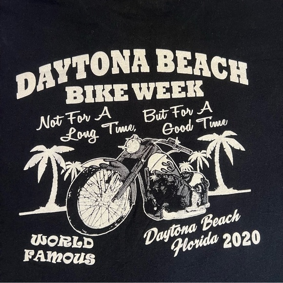 Daytona Beach 2020 T-Shirt, Bike Week Mens Sz L, Motorcycle, Patriotic, Black - Picture 3 of 8